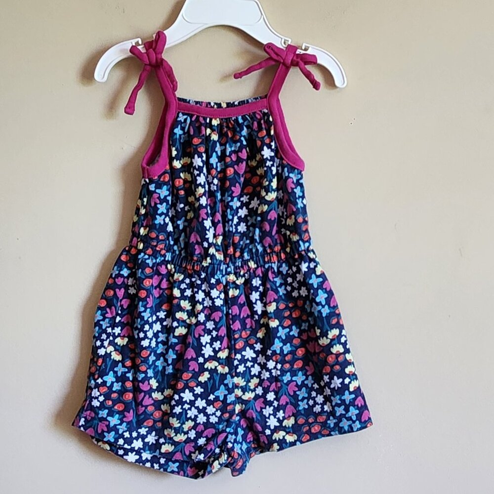 Falls Creek Adorable Flower Spaghetti-Strap-Bows Romper Size 18 Months